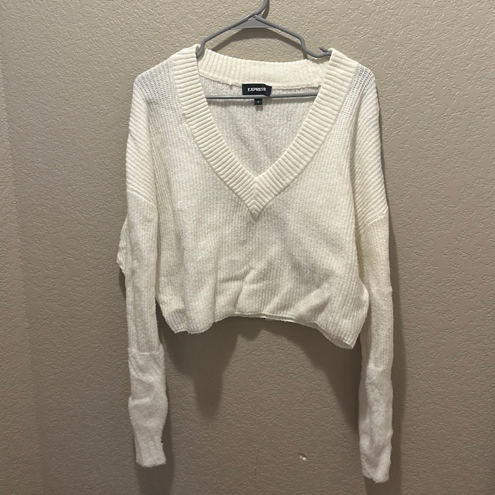 Express Cropped V-Neck Sweater (S)